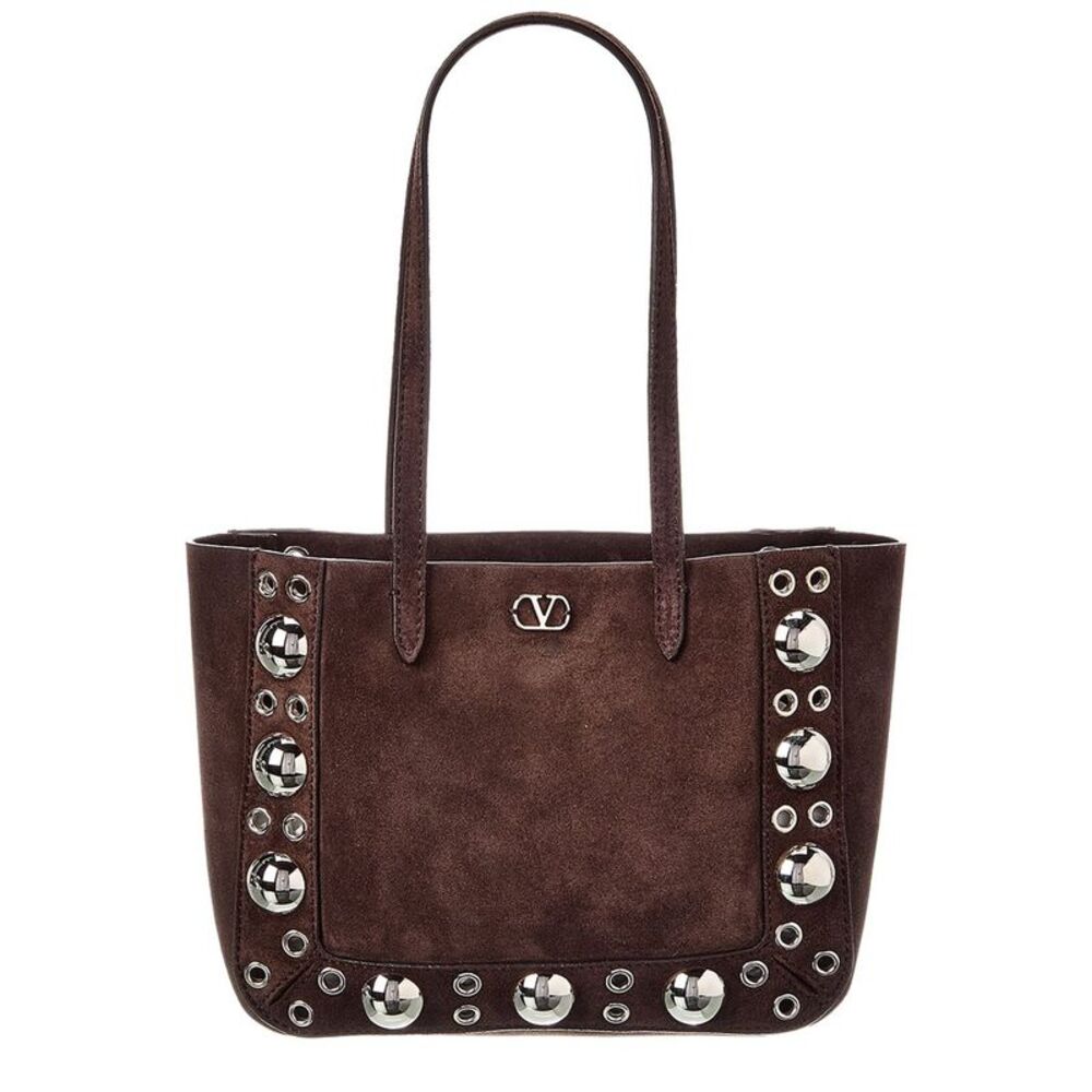 Valentino Nellcote Mini Suede Tote, Brown